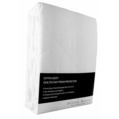 Image of Luxury Quilted Extra deep Mattress Protector, Hotel Quality Fitted Protector&#039;s 13&quot; (Double) White