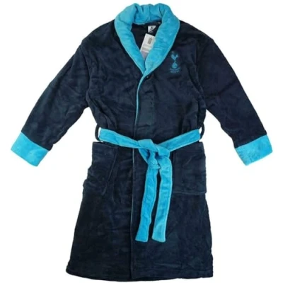 Image of Mens Official Tottenham Hotspur (Spurs) Football Club Fleece Dressing Gown/Robe Size Medium Blue