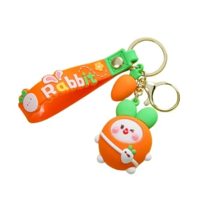 Image of CAOXIAN Rabbit Keychain Cute Cartoon Carrot Key Ring Bag Pendant Decoration Kawaii Accessories Backpack Charm Car for Women Girl