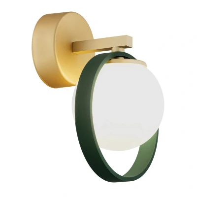 Image of Saturnia Wall Lamp Opal Matt, Green, Gold
