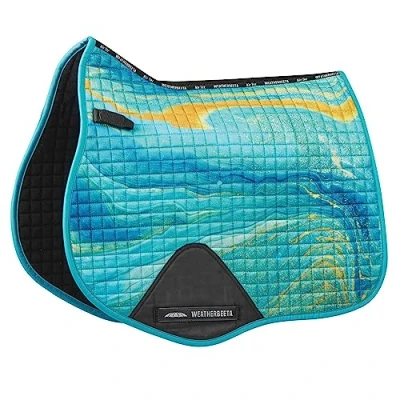 Image of WeatherBeeta Prime Marble All Purpose Saddle Pad, Blue/Orange Swirl Print, Pony
