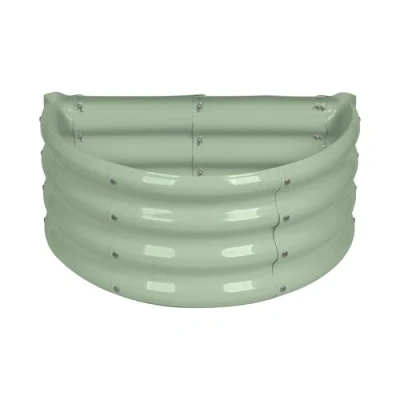 Image of 60cm x 30cm Semicircular Galvanised Steel Raised Garden Bed By Harbour Housewares Easy Assemble