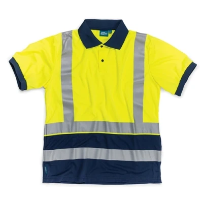Image of Tough Grit Hi Vis 2 Tone Polo Shirt Yellow/Navy XXL