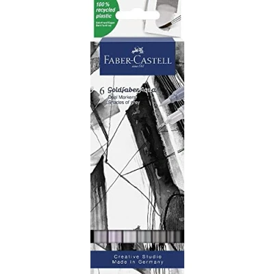 Image of Faber Castell Creative Studio Goldfaber Aqua Dual Marker, Shades Of grey, Wallet 0, For Art, Craft, Drawing, Sketching, Home, School, University, Colouring