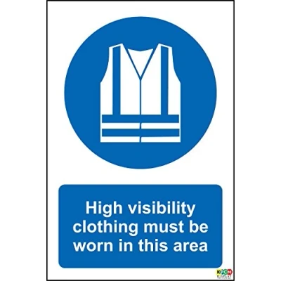 Image of High visibility clothing must be worn in this area safety sign 1.2mm rigid plastic 300mm x 200mm