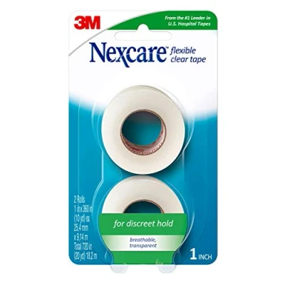 Image of Nexcare Flexible Clear First Aid Tape, From the #1 Leader in U.S. Hospital Tapes, 1 Inch x 10 Yard Roll, 2 count