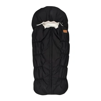 Image of Béaba Baby Pram/Stroller Footmuff, 100% Waterproof, Windproof, Ultra Warm Double Fleece, TOG 6, 3 and 5 Point Harness Passage, Covering Hood, Zip Closure, 6 24 Months, Black