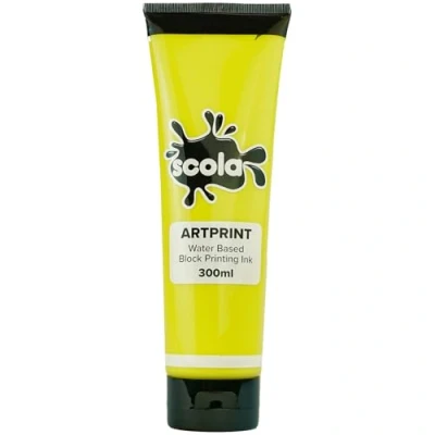 Image of Scola Lemon 300ml Artprint Water Based Ink for Block and Lino Printing Non Toxic &amp; Made in UK