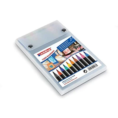 Image of edding 1340 brush pen set of 10 colourful, bright, delicate colours flexible nib felt for painting, writing and drawing bullet journals, hand lettering, mandalas, calligraphy
