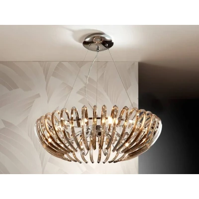 Image of Ariadna 12 Light Crystal Ceiling Pendant Chrome, champagne, G9