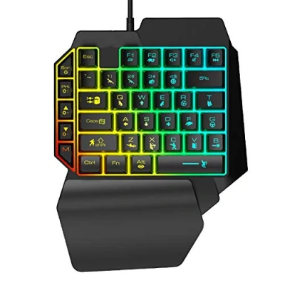 Image of One Handed Gaming Keyboard, 39 Keys RGB Backlit Portable Mini Keypad Wired Single Hand Mechanical Ergonomic Keyboard,for PUBG Computer Desktop PC Gamer