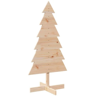 Image of vidaXL Wooden Christmas Tree for Decoration 120 cm Solid Wood Pine