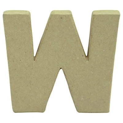 Image of Décopatch Ref AC835C Papier Maché Alphabet Lowercase Letter &quot;W&quot; Fun to Decorate Using Papers, Glue &amp; Varnish, 8 x 8.2 2.4cm Brown