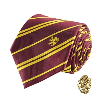 Image of Cinereplicas Harry Potter Tie with pin Deluxe Edition Officially licensed Gryffindor Standard size 100% microfiber Delivered in a gift box Red &amp; Yellow