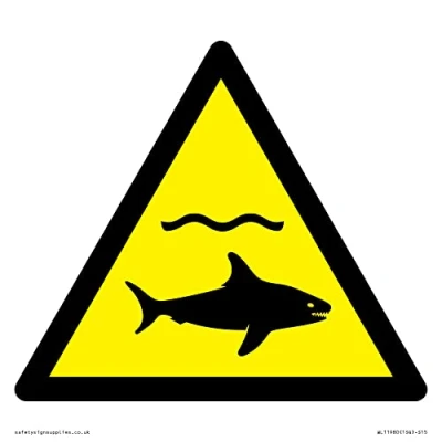 Image of W054 Warning: Sharks Sign 150x150mm S15