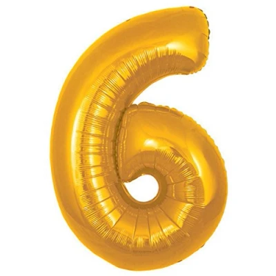 Image of Oaktree UK 603165 Giant Number Balloon 6, Gold, 30