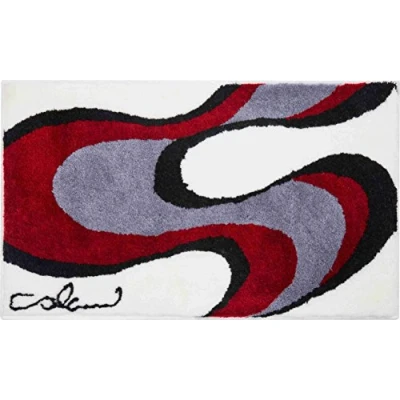 Image of Grund Designer Bath Mat COLANI, Ultra Soft and Absorbent, Anti Slip, 5 Years Warranty, Colani 11, 70x120 cm, White Red