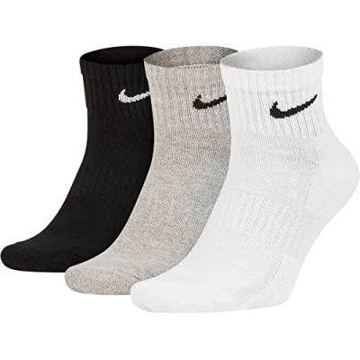 Image of Nike U Nk Everyday Cush Ankle 3PR Socks Wh(Blk)/Dgh(Blk)/Blk(Wh), Large
