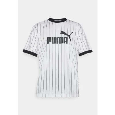 Image of Puma Striped Print Tshirt, Men&#039;s, Size: XXL, White