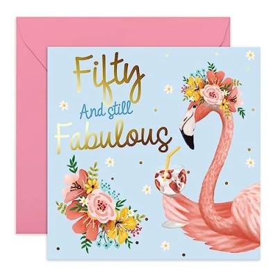 Image of Central 23 Cute 50th Birthday Card for Her &#039;Fifty And Still Fabulous&#039; Cards Women Cheeky Men Pretty Design Comes with Fun Stickers