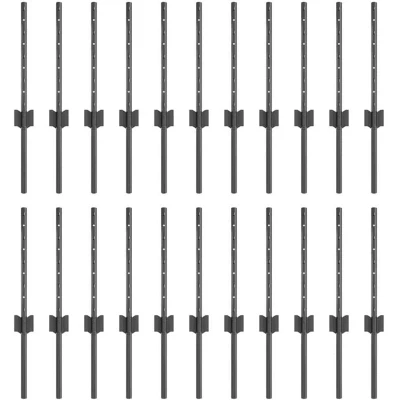 Image of vidaXL Fence Posts 22 pcs U Channel Grey 80 cm Steel