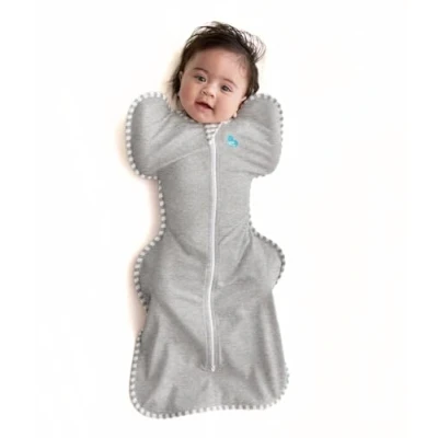 Image of Love To Dream Swaddle UP, Baby Sleeping Bag, Fabric for Moderate Temp (20 24C), Arms Up Position, Essentials Newborn, Hip Healthy, Twin Zipper Easy Nappy changes, Small (3.5 6kg), Grey