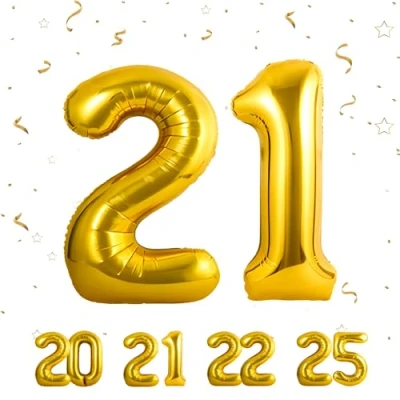 Image of Number Balloons 21,Gold 21 for Birhtday Party Decoration,40 Inch Giant Helium Foil Women Men 21th Birthday Decor Anniversary Decorations Supplies