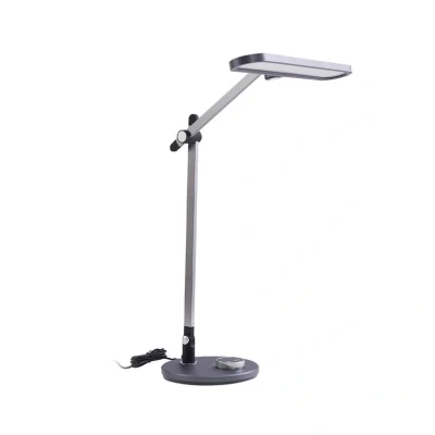 Image of Lindby LED table lamp Elvir, grey, aluminium, height 53cm, CCT