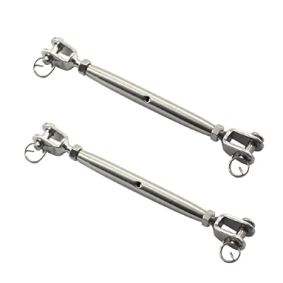 Image of 2Pcs 304 Stainless Steel Rigging Screw Jaw Closed Body M12, Medifier Turnbuckle, Tensioner