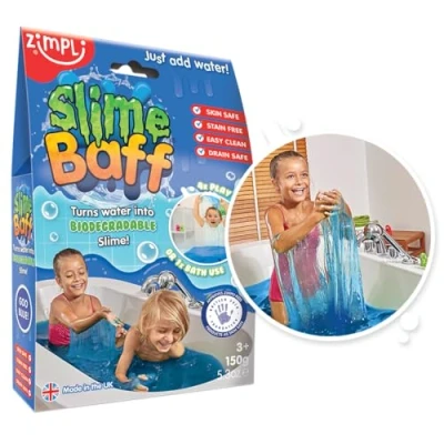 Image of Slime Baff Blue from Zimpli Kids, 1 Bath or 4 Play Uses, Magically turns water into gooey, colourful slime, Children&#039;s Birthday Gifts, Educational Toys, Pocket Money Toy, Party Bag Fillers