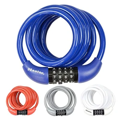 Image of Master Lock Bike Cable [Combination] [1.8 m Coiling Cable] [Outdoor] [Random Color] 8221EURDPROCOL Ideal for Bike, Electric Skateboards, Strollers, Lawnmowers and other Outdoor Equipments