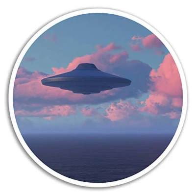 Image of 2 x 10cm Flying Saucer Vinyl Stickers Alien UFO Sticker Luggage Laptop #8129 (10cm Wide)