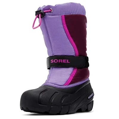 Image of Sorel Kids FLURRY Waterproof Unisex Snow Boots, Purple (Purple Dahlia x Paisley Purple) Youth, 4 UK