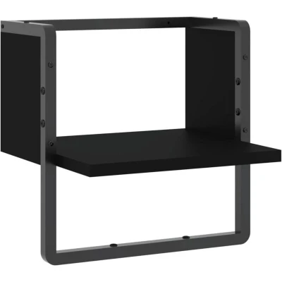 Image of vidaXL Wall Shelf with Bar Black 30x25x30 cm