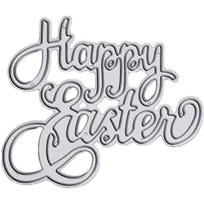 Image of Easter Cutting Dies for Card Making, Happy Rabbit Eggs Metal Embossing Stencil Template DIY Scrapbooking Paper Album Decor Craft Art Stamp (Happy Easter)
