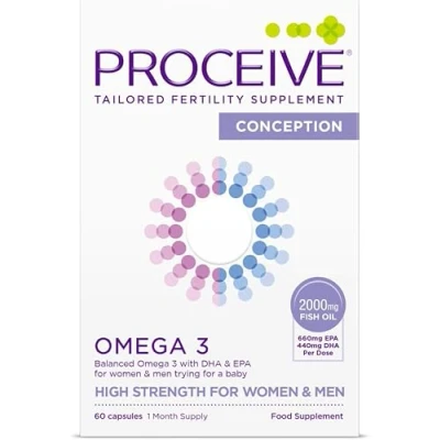 Image of Proceive Omega 3 Conception for Men &amp; Women Trying a Baby EPA DHA High Strength Pure Fish Oil Tablets 60 Capsules 2000mg per Dose Sustainably Sourced, No PCBs, Heavy Metals