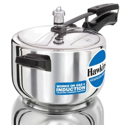Image of Hawkins B45 Pressure Cooker, 4 Litre, Silver