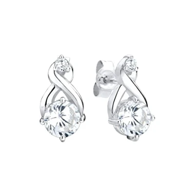 Image of Elli Women&#039;s Earrings Crystal Stud 925 Silver Cushion Brilliant Cut Cubic Zirconia Infinity White 0312951514
