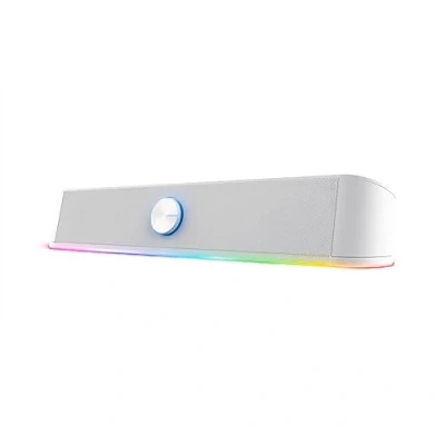 Image of Trust Gaming GXT 619W Thorne PC Soundbar, 12W Peak Power, RGB Lighting, Speakers AUX 3.5 mm Jack, USB Powered Sound Bar, Compact Stereo Speaker for Computer, Desktop, Laptop White