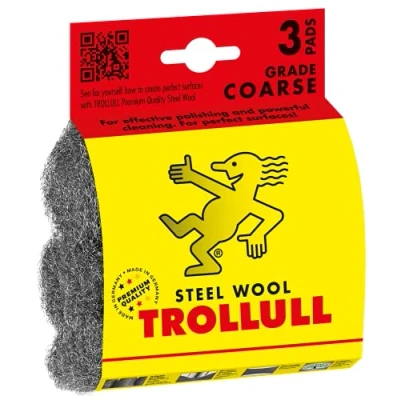 Image of TROLLULL Steel Wool Wire Pads, 3 DIY Pads coarse enhances the natural grain of wood, cleans glass, roughens old varnish or paint
