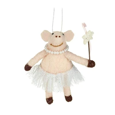 Image of Heaven Sends Pink Pig With Wand Hanging Christmas Decoration