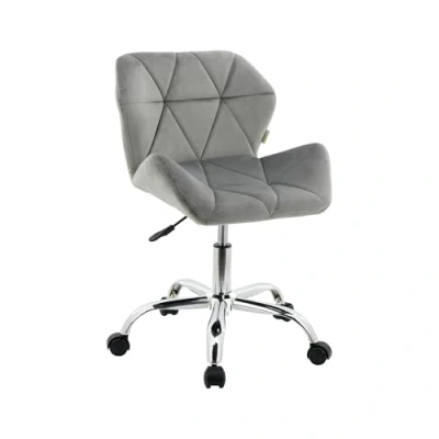Image of HNNHOME Modern Eris Padded Swivel Fabric Home Office Desk Computer Chair, Height Adjustable (Grey, Velvet)