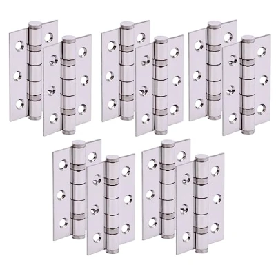 Image of HANDLEZONE® Door Hinges 5 Pairs 76mm / 3 inch Ball Bearing, with Screws Polished Stainless Steel