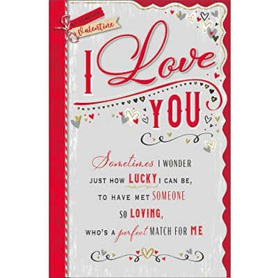 Image of Piccadilly Greetings Valentine&#039;s Day Card I Love You 12 x 8 inches