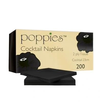 Image of Black Cocktail Napkins 24 x 24cm 2ply Case of 4000