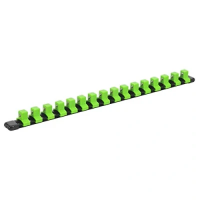 Image of Sealey Premier Socket Retaining Rail with 16 Clips 1/2&quot;Sq Drive Hi Vis Green
