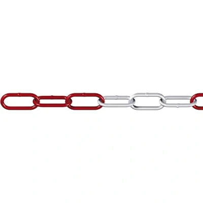 Image of Dörner + Helmer Round Steel Red/White 15 m Diameter 6.0 mm Hot Dip Galvanised Maximum Load Capacity 160 kg, Universal Chain, C, Long Link 163101, 15m