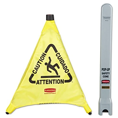 Image of Rubbermaid Commercial Products Wet Floor Pop Up Safety Cone Yellow FG9S0000YEL