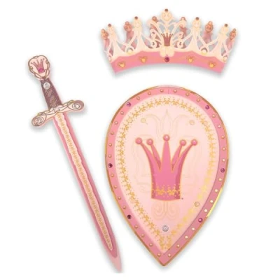 Image of Liontouch Queen Rosa Toy Sword, Shield &amp; Crown For Girls Medieval Play Set In Foam Children’s Pretend Pink Safe Weapons Battle Accessories Dress Up Royal Costumes