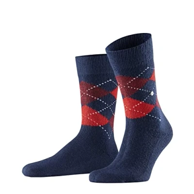 Image of 1 Pair Navy / Red Preston Extra Soft Feeling Argyle Socks Men&#039;s 6.5 11 Mens Burlington